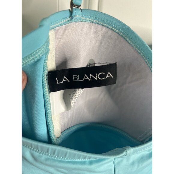 NEW La Blanca Swimsuit Bikini one piece Island Goddess 4 Blue Removable Strap - Picture 7 of 9